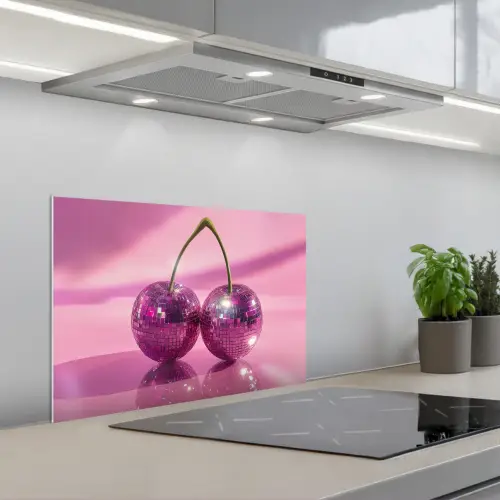 Glitter - Discobol - Roze - Kersen keuken achterwand spatscherm klein -3d_schuin