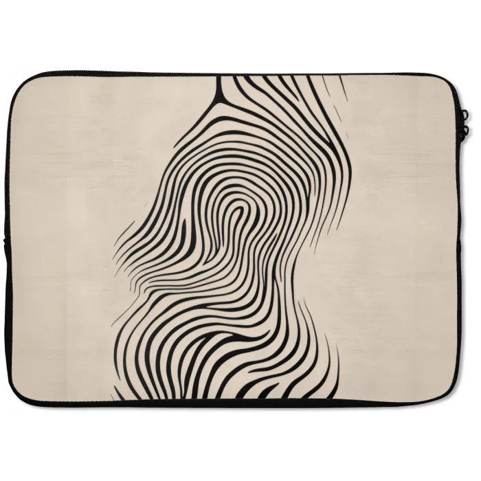 Lijnen - Abstract - Golvend - Zwart laptophoes neopreen klein -zkaufland3dotto