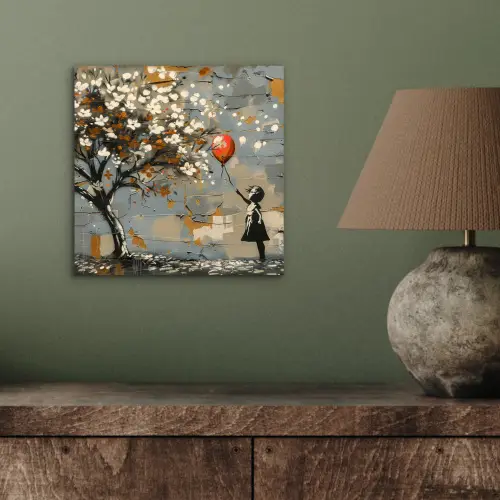 Boom - Graffiti - Banksy Style - Balloon Girl aluminium wit klein -sfeer2