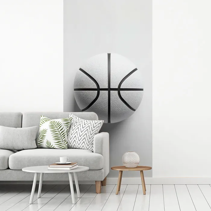 Basketbal - Wit - Schaduw - Lijnen fotobehang vinyl groot -woonkamer