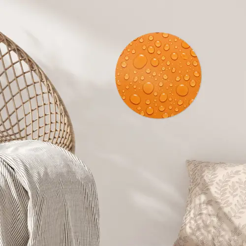 Water - Druppels - Oranje Wandcirkel behangsticker klein -sfeer4
