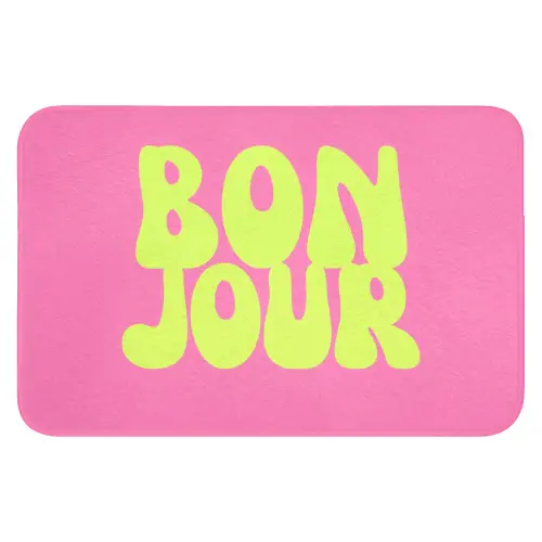 Bonjour - Roze - Fel groen Badmat klein -3d