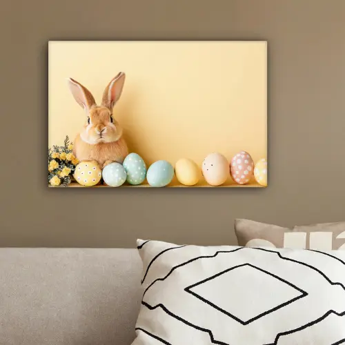 Eieren -  Konijn - Pasteltinten canvas 2cm klein -sfeer3