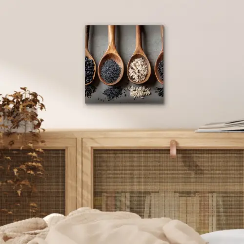 Houten - Lepels - Rijst - Zaden aluminium wit klein -sfeer3