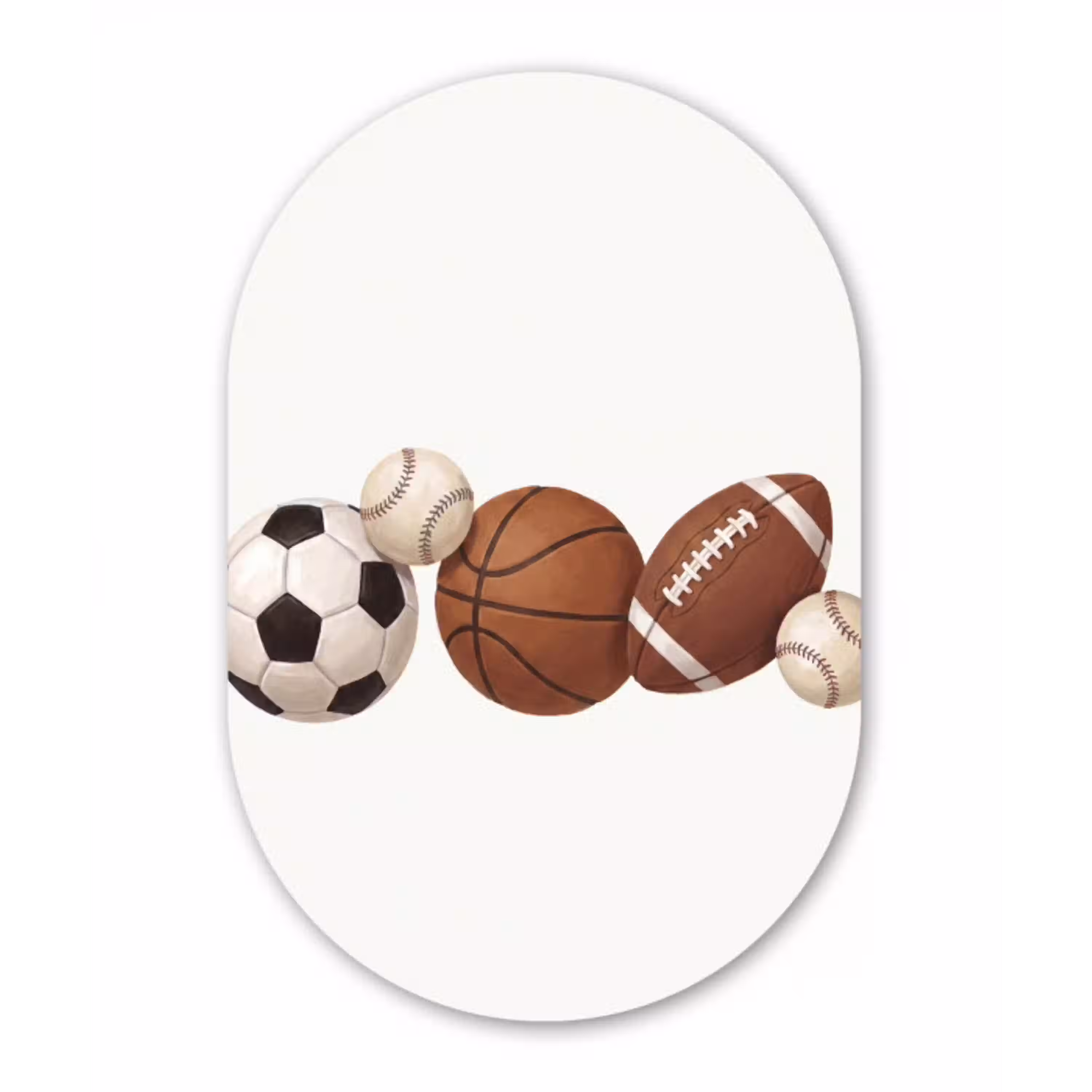 Sport - Ballen - Illustratie Wandcirkel Ovaal Aluminium middel -3d