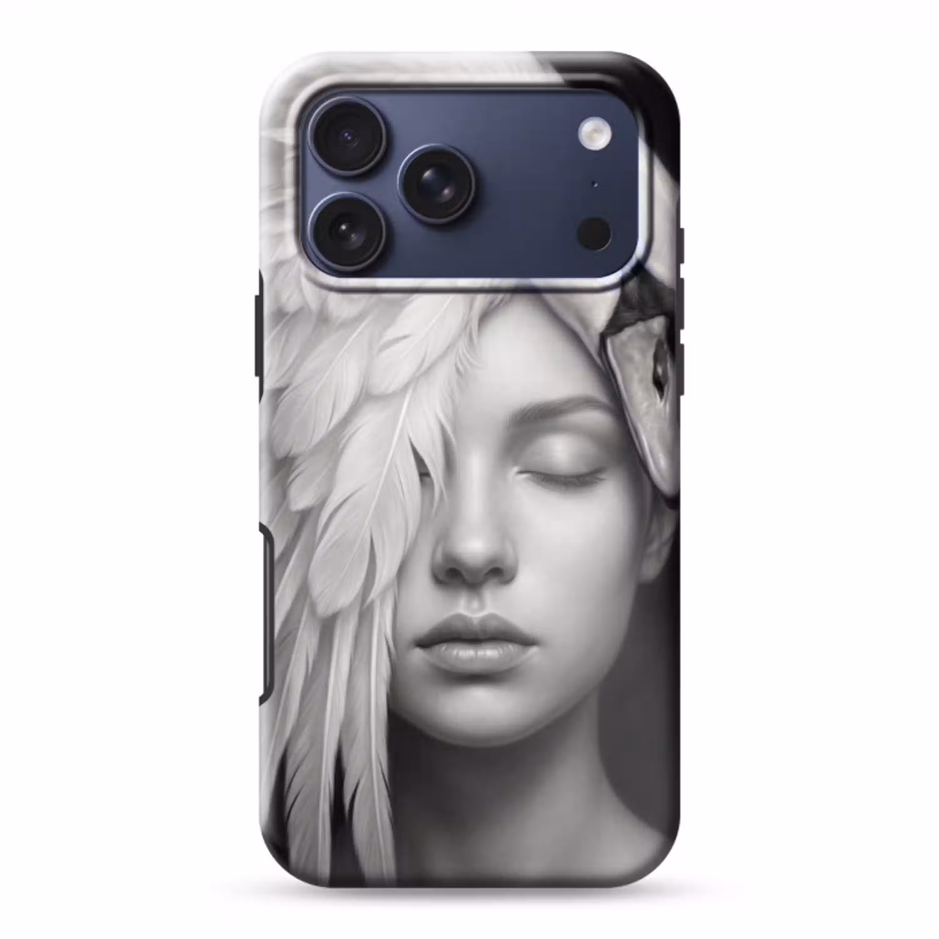 Portret - Zwaan - Zwart - Wit Toughcase MagSafe Apple iPhone 17 Pro Max klein -3d