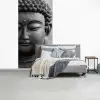 Boeddha - Grijs - Spiritualiteit - Buddha beeld - Religie fotobehang vinyl groot -slaapkamer