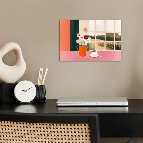 Bloemen - Koffie - Raam poster papier klein -sfeer1