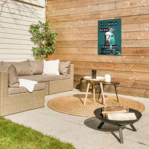 Parkiet - Turquoise - Quotes - Decoratie Tuinposter op houten frame 2 cm dik klein -sfeer2