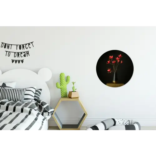 Rode - Bloemen - Vaas Wandcirkel aluminium klein -kinderkamer