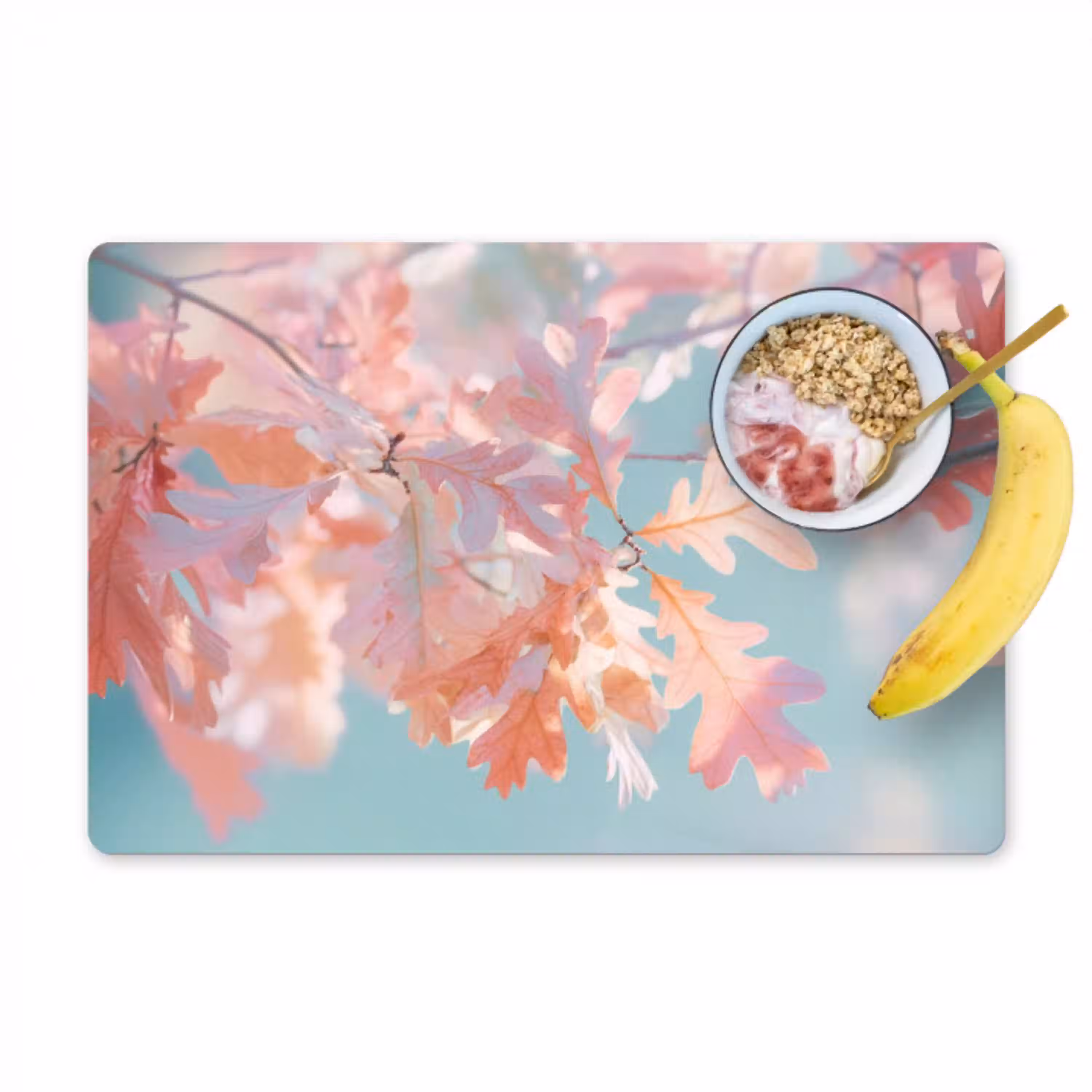 Eikenbladeren - Takken - Roze Placemat vinyl groot -zzzproduct_Kitchenyeah-website