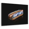 Hotdog - Porselein - Delfts blauw - Eten Textielframe zwart klein -3d