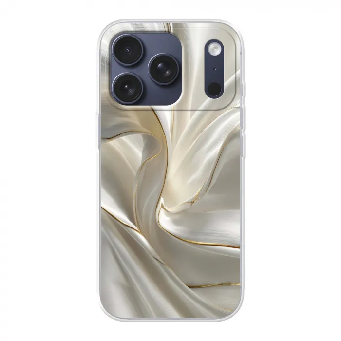 Stof - Plooien - Goud Telefoonhoesje iPhone 17 Pro klein -3d