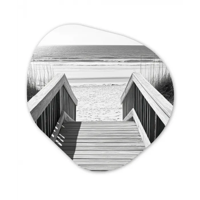 Loopbrug - Hout - Strand - Zee Wandcirkel Organisch Forex 3mm klein -3d