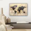 Wereldkaart - Goud - Zwart - Abstract canvas 2cm klein -sfeer6