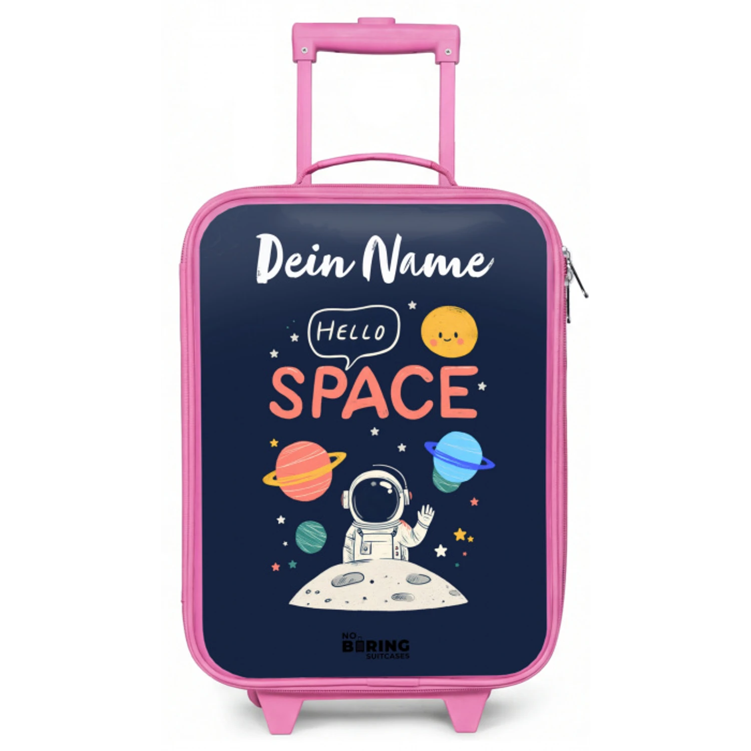Astronaut - Quote - Planeten - Sterren Kinderkoffer - Roze klein -zz3dotto