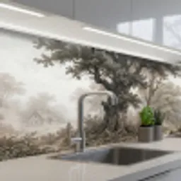 Natuur - Bos - Eik keuken achterwand 2 middel -3d_schuin