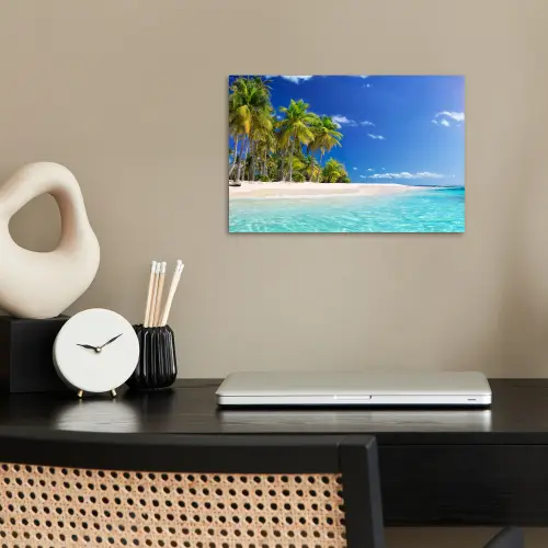 Strand - Zee - Palmboom - Zon - Zomer poster papier klein -sfeer1