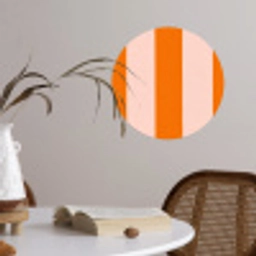 Strepen - Modern - Oranje Wandcirkel behangsticker klein 186 -sfeer3