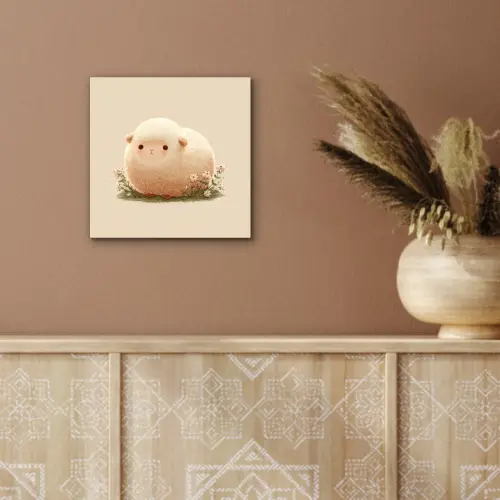 Schaap - Beige - Bloemen aluminium wit klein -sfeer4