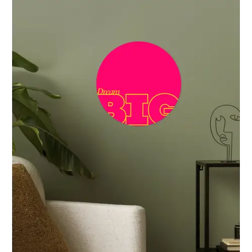 Minimalistisch - Roze - Dream big - Grafisch Wandcirkel behangsticker klein -sfeer2