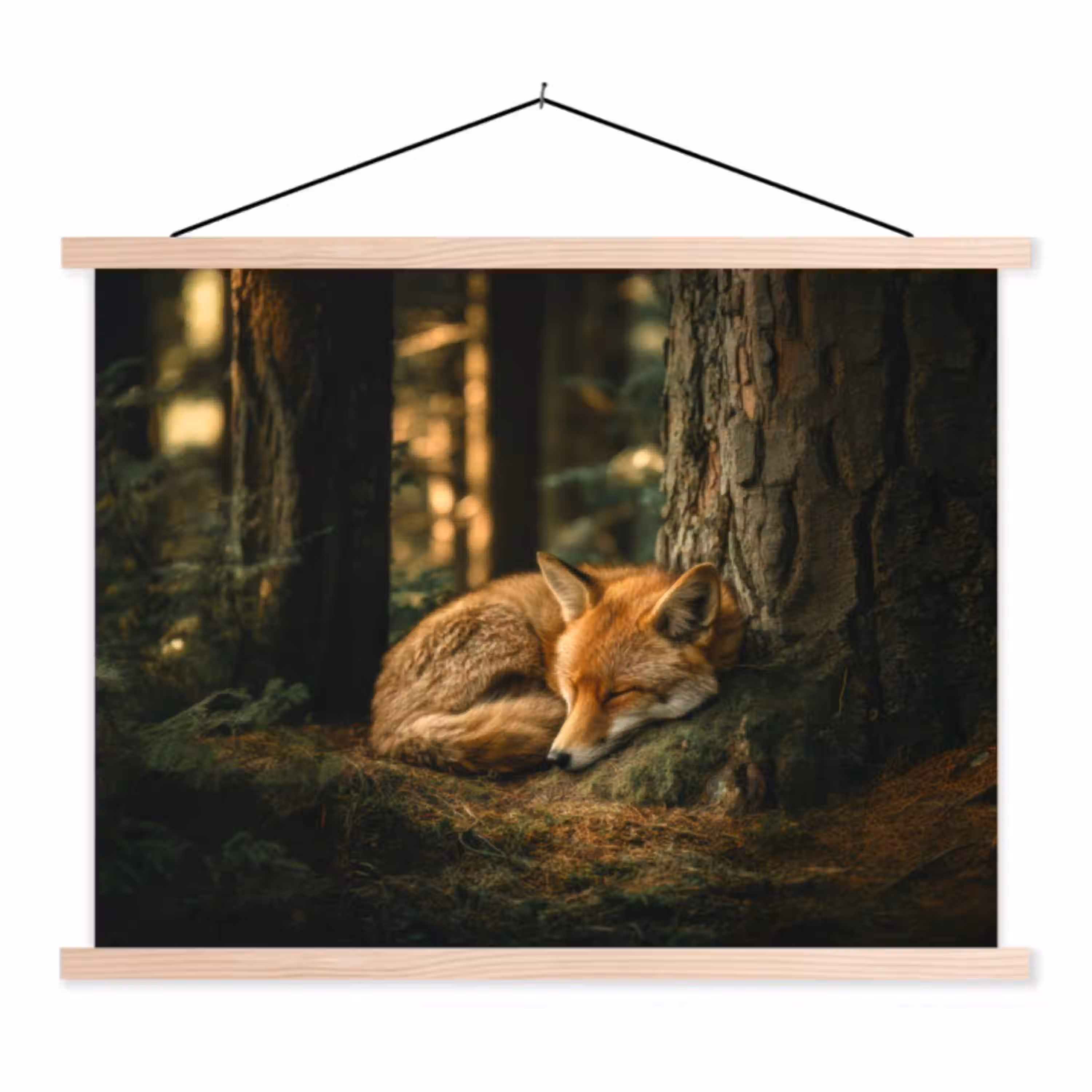 Vos - Bos - Slapen textielposter latten blank klein -3d