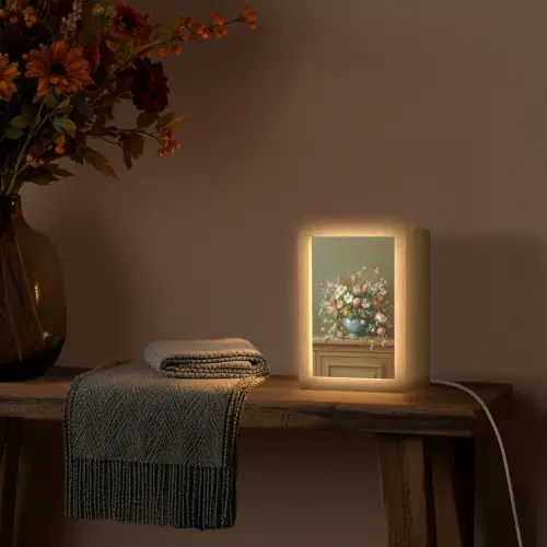 Vaas - Pastel - Kleuren - Bloemen Light Box met kabel (Tafellamp) klein -sfeer4