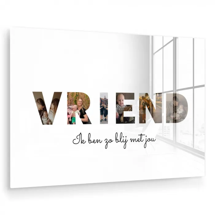 Vriend - Lettercollage plexiglas 5mm klein -zzzproduct_nieuw