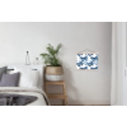Blauw - Vlinders - Bloemen - Wit textielposter latten blank klein 122 -woonkamer