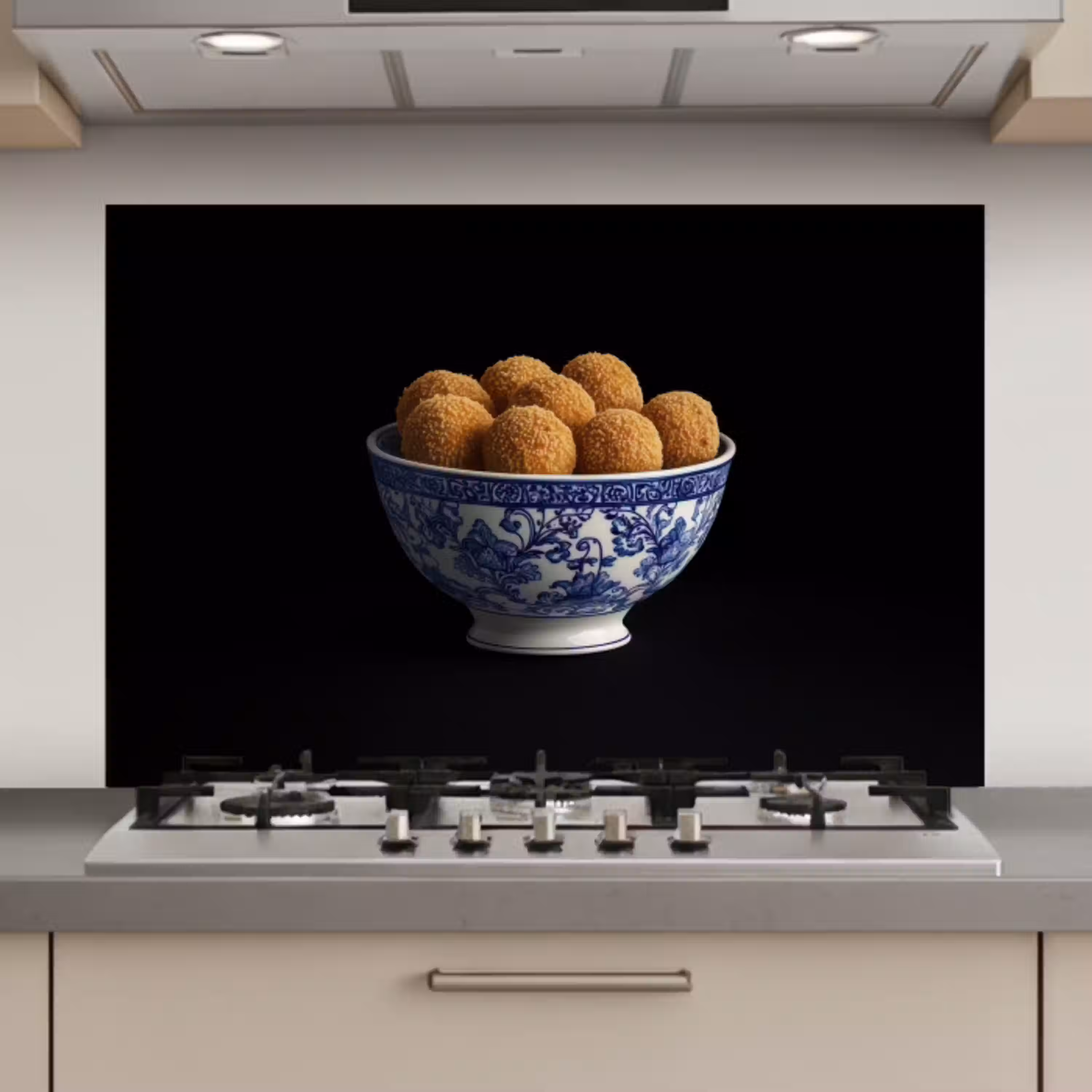 Delfts blauw - Bitterballen - Holland - Schaal keuken achterwand spatscherm klein -3d_website