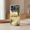 Houten bankje - Bloempotten - Landschap Telefoonhoesje iPhone 17 Pro klein -sfeer2
