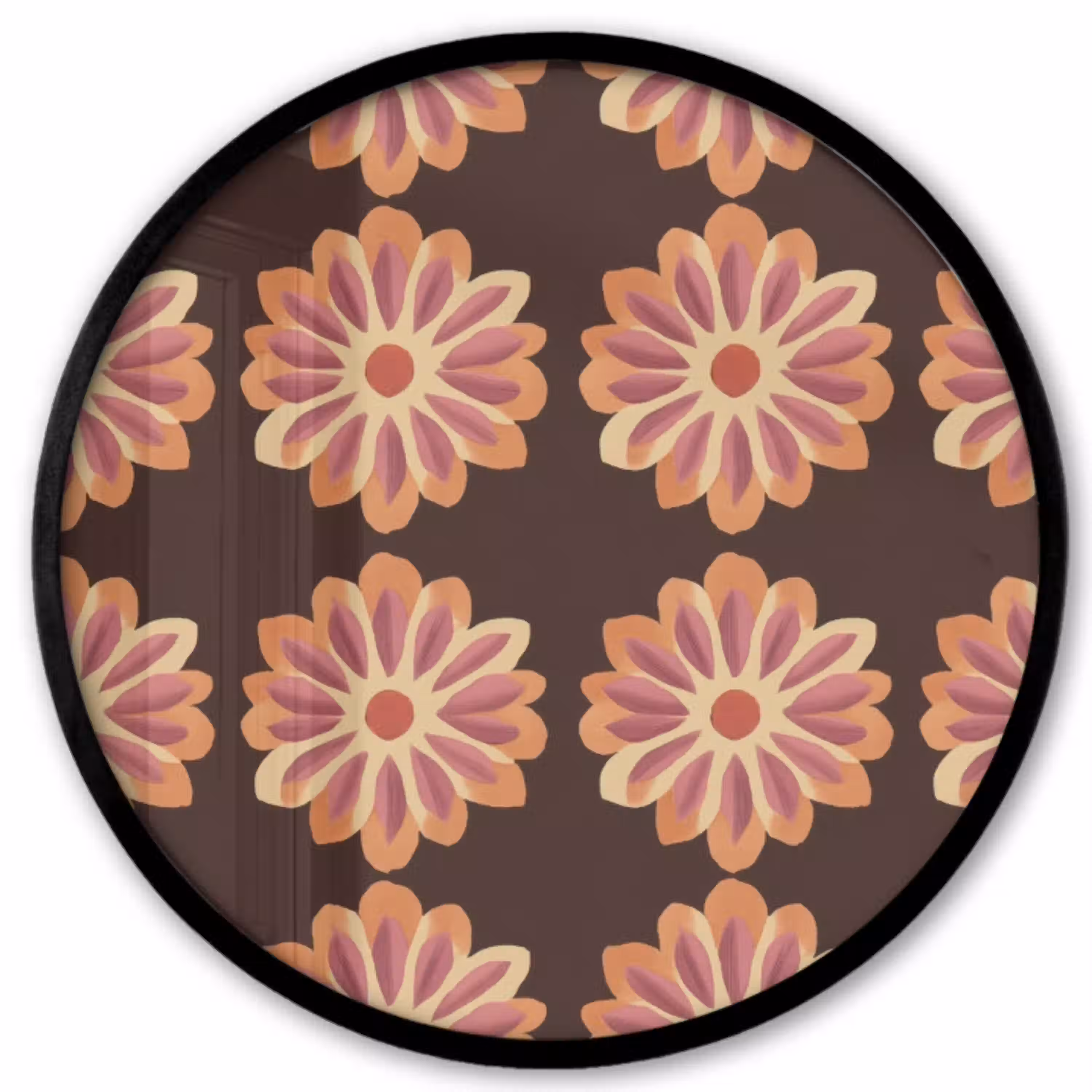 Bloemen - Patroon - Bruin Fotolijst rond zonder passe partout klein 856 -3d