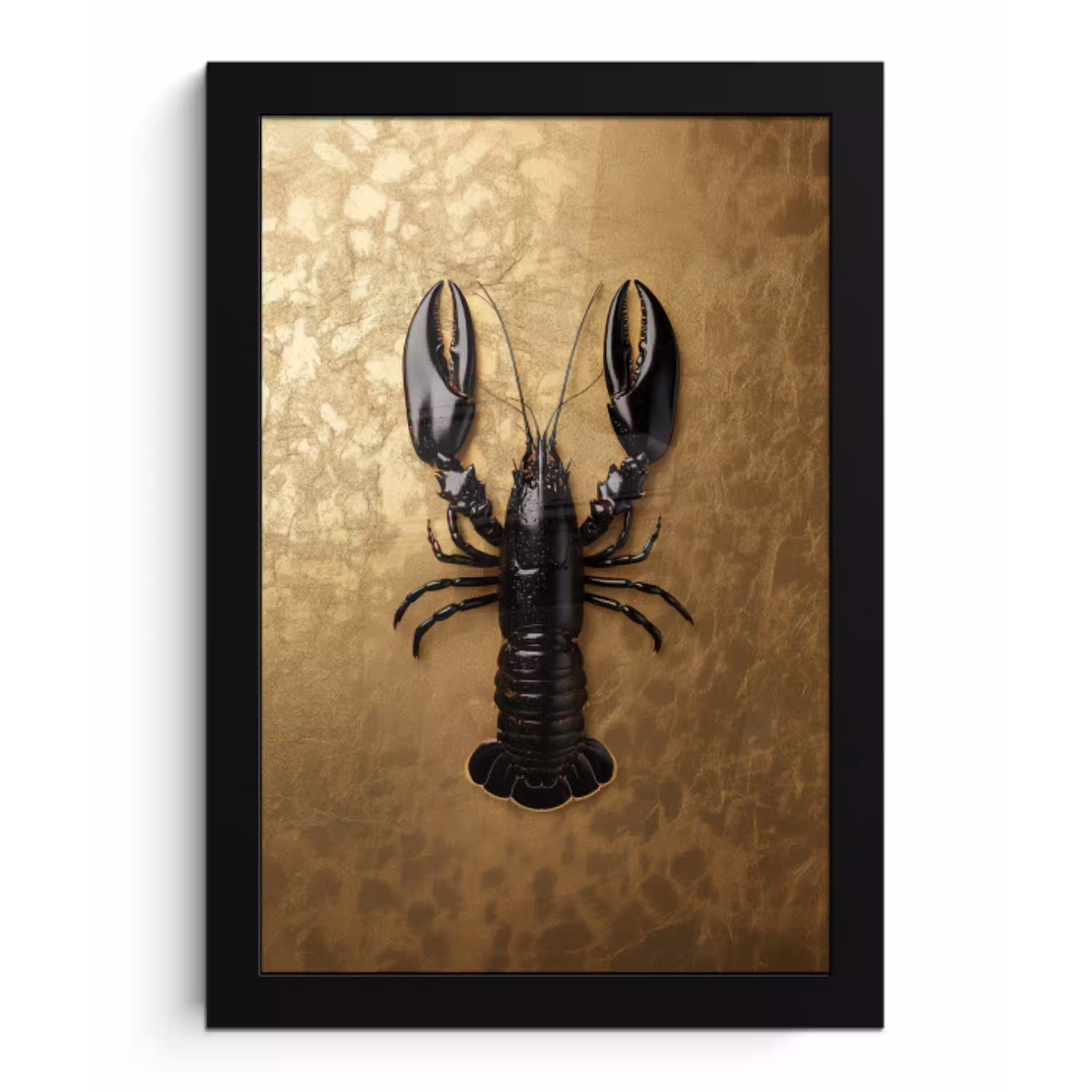 Kreeft - Zwart - Goud - Luxe fotolijst zwart zonder passe partout klein -3d