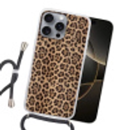 Luipaard - Vacht - Klassiek - Bruin Hoesje iPhone 16 Pro Max met koord klein -sfeer1