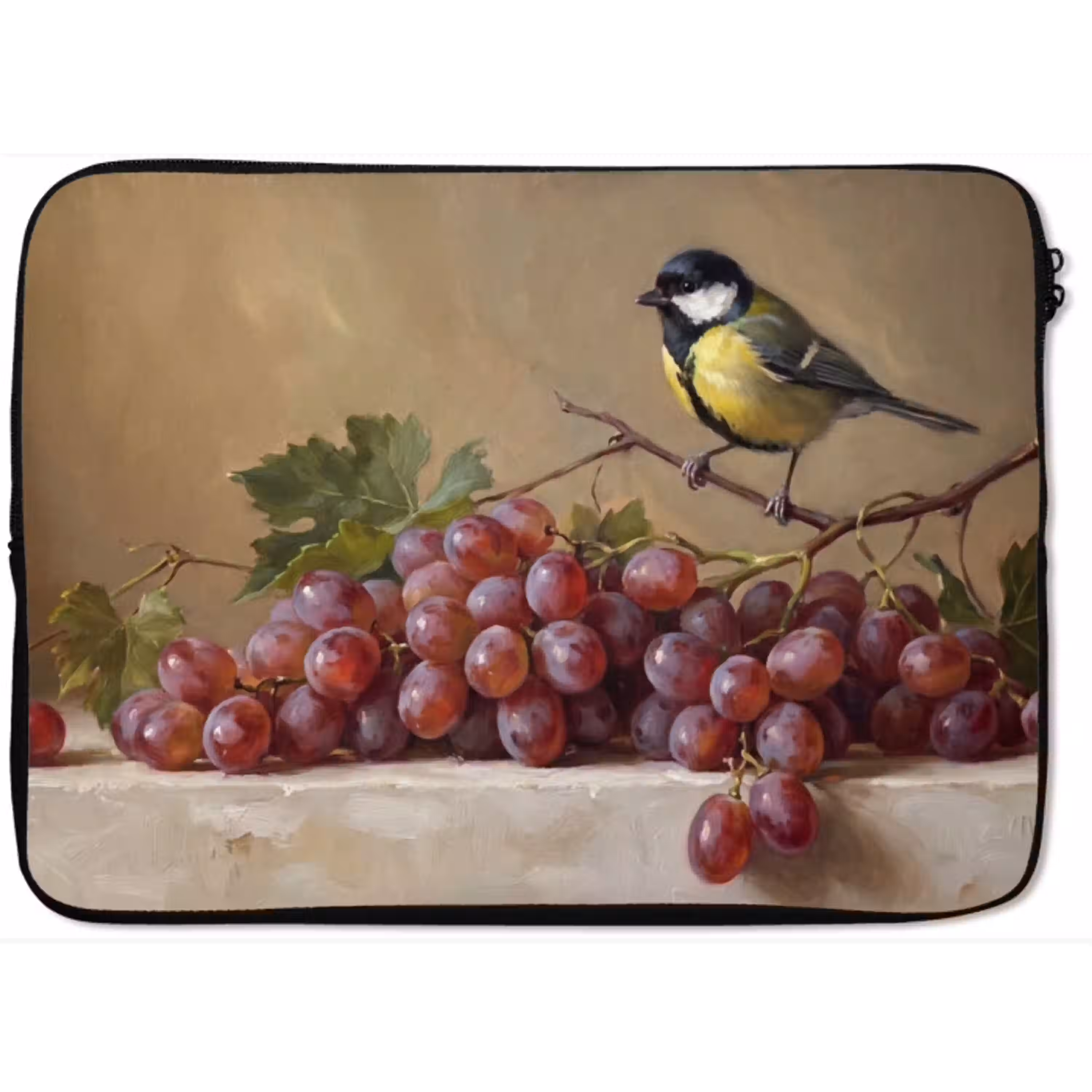 Vogel - Druiven - Stilleven laptophoes neopreen klein -zkaufland3dotto