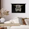 Schotse hooglander - Goud - Hoorns - Zwart wit - Koe - Dieren Wandkleed katoen klein -sfeer1