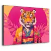 Tijger - Kimono - Planten - Roze Textielframe zwart klein -3d
