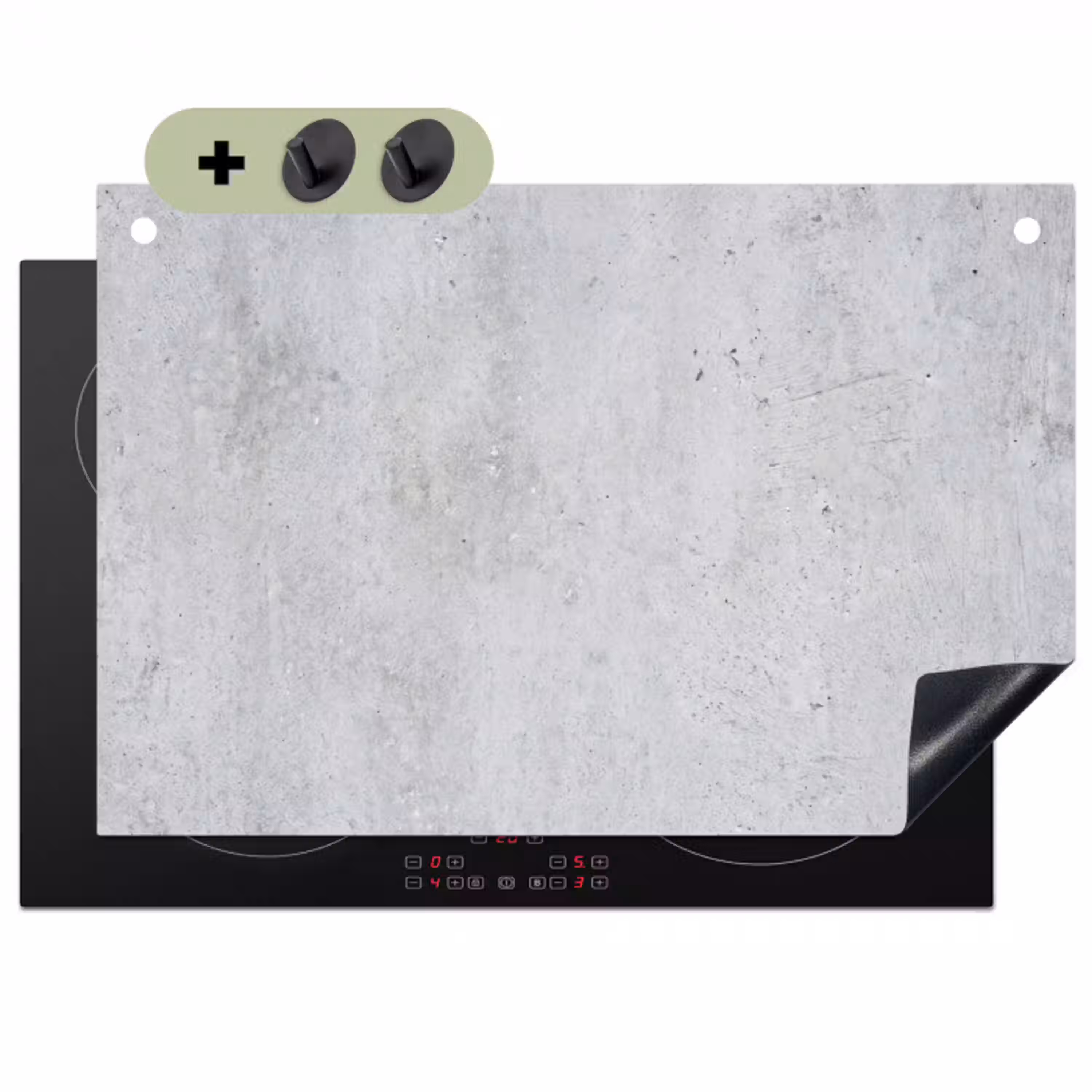 Beton - Textuur - Achtergrond - Grijs - Industrieel Inductie beschemer met haakjes klein -3d