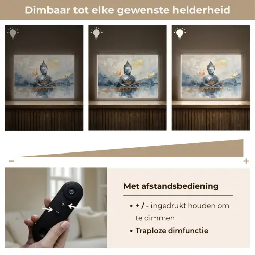 Buddha - Goud - Abstract - Modern Light Box met batterij (Wandlamp) middel -USP_dimbaarNL