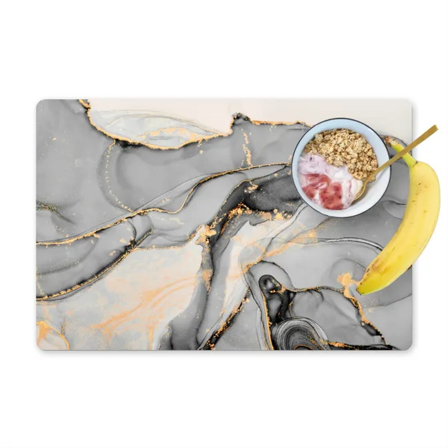 Placemat - 6 pieces - Marble - Gold - Grey