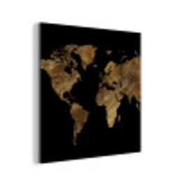 Wereldkaart - Goud - Luxe - Aarde - Zwart aluminium wit klein -3d