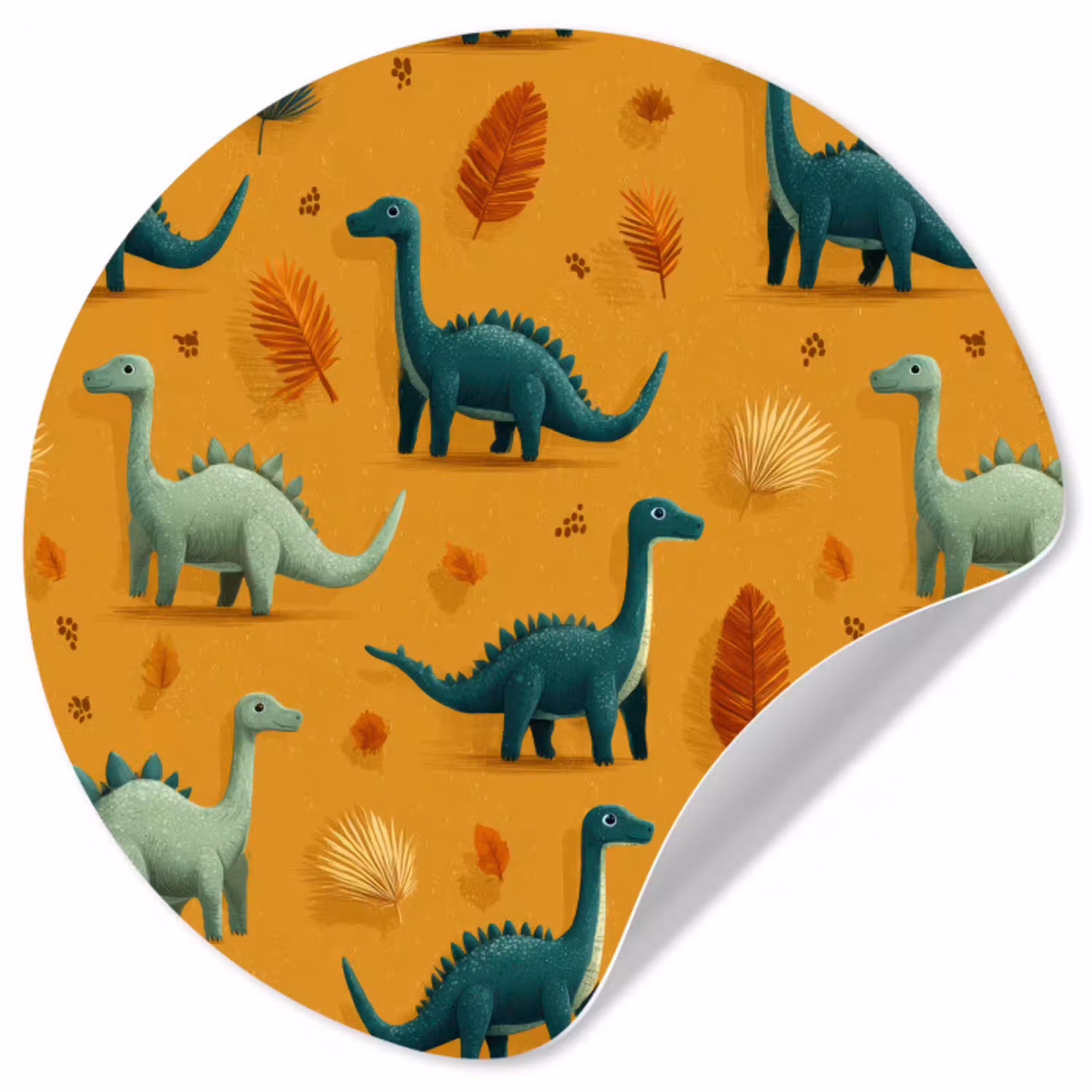Dinosaurussen - Stekels - Herfstbladeren - Bruin Wandcirkel behangsticker klein -3d