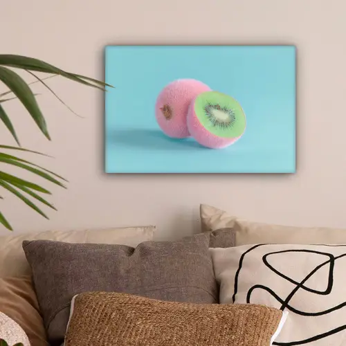 Kiwi - Blauw - Surrealistisch canvas 2cm klein -sfeer1