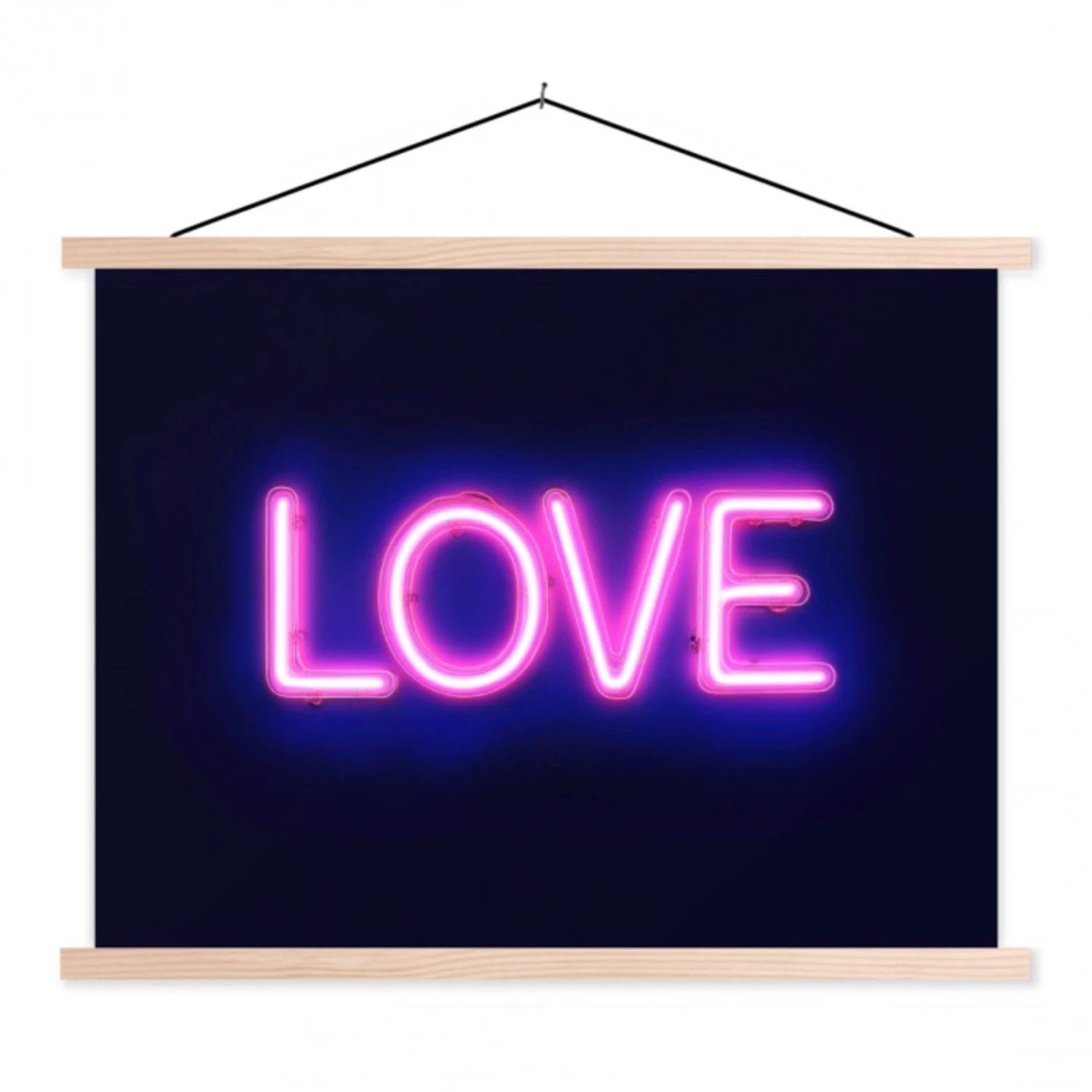 Neon - Love - Valentijn textielposter latten blank klein -3d