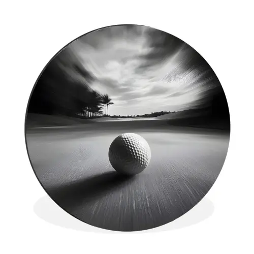 Golfbal - Wazig - Zwart Wandcirkel aluminium klein -3d