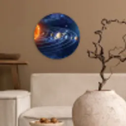 Ruimte - Zonnestelsel - Blauw Wandcirkel kunststof plaat 5mm dik klein -sfeer1