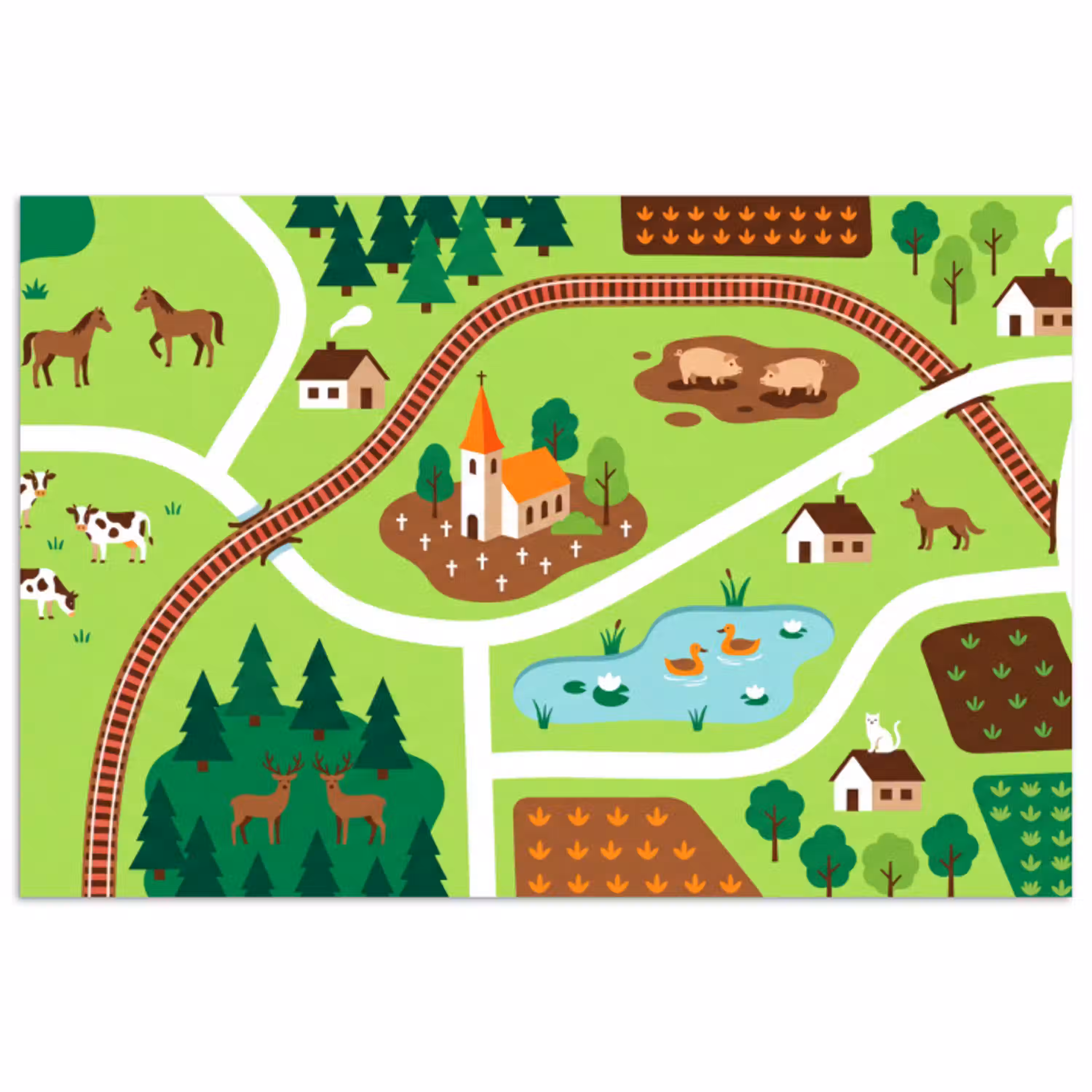 Platteland - Dieren - Illustratie poster papier klein -3d