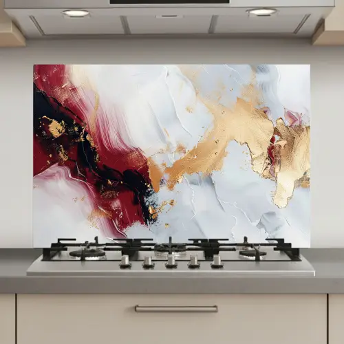 Rood - Abstract - Goud - Modern keuken achterwand spatscherm klein -3d_website
