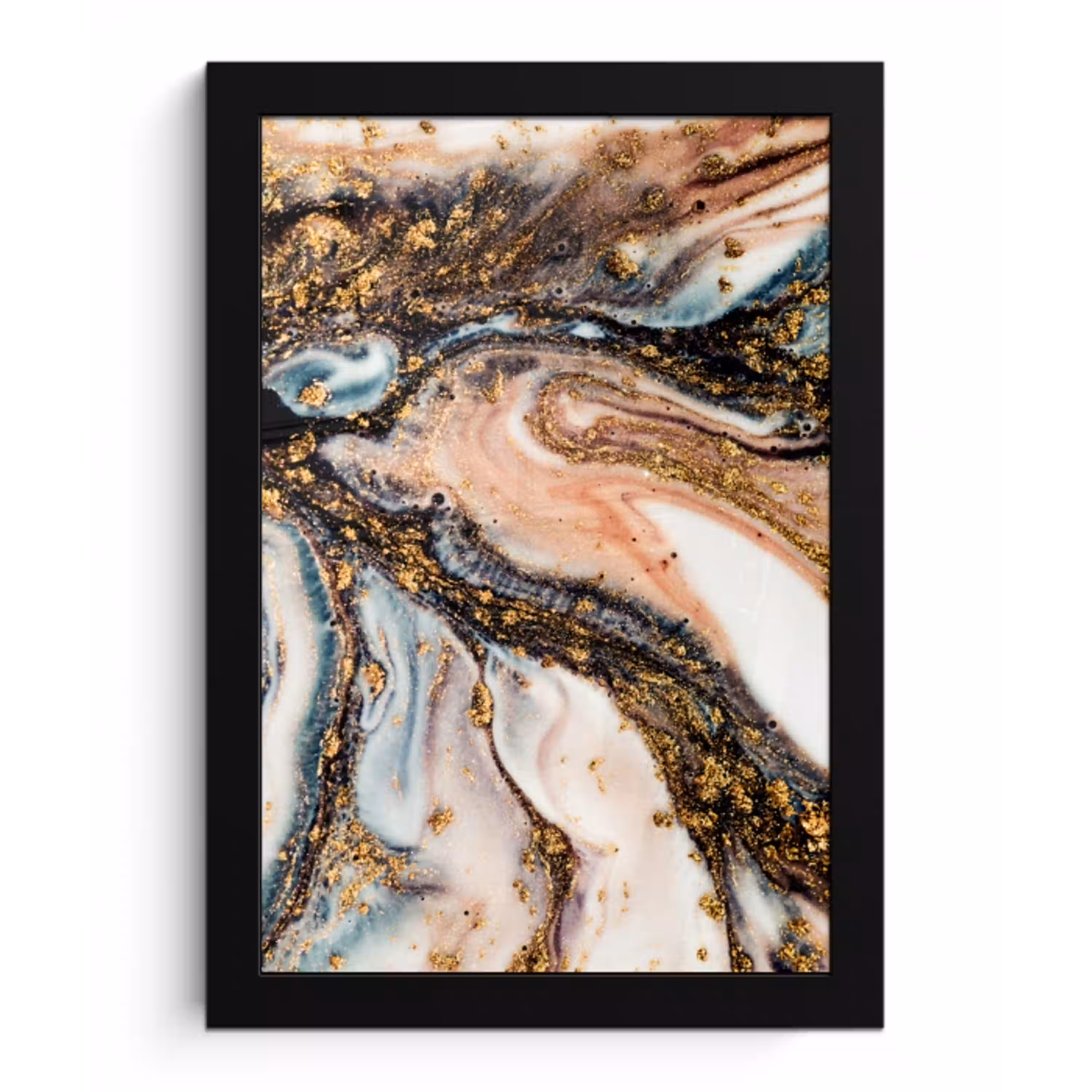 Marmerlook - Goud - Zwart - Glitter - Chic fotolijst zwart zonder passe partout klein -3d