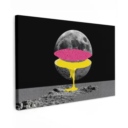 Maan - Geel - Roze - Zwart canvas 2cm klein -z3d